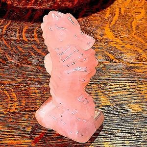 ROSE QUARTZ SEA HORSE CARVED UNCONDITIONAL LOVE HEALING STONE 3 INCH TALL NEW